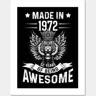 Made In 1972 52 Years Of Being Awesome Birthday Posters and Art